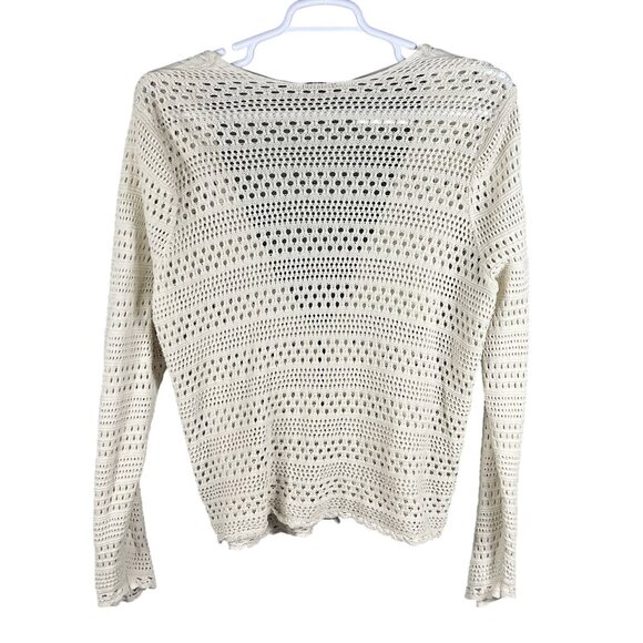 Torrid Womens 3X Crochet Knit Bone Cardigan Tie Front 100% Cotton Cottagecore - Picture 3 of 15